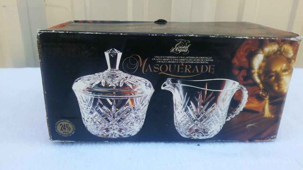 crystal creamer and sugar set