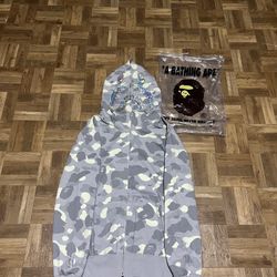 Gray Bape Hoodie (SS24) Glow In The Dark
