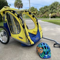 Instep Sedona Bike Trailer Blue And Yellow Seats 2 Kids with 1 Helmet Included