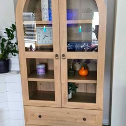 Tall Arched Bookshelf / Cabinet / Glass Doors / Adjustable Shelves