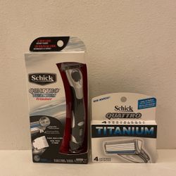 Schick Quattro Titanium Trimmer+ Refill Cartridges Bundle Set