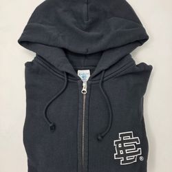 Eric Emmanuel S M Hoodie Black Cloud Regular Cropped Tappered SILVER Core Zip Up FW24