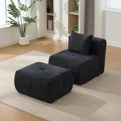 Black armless cloud accent chair