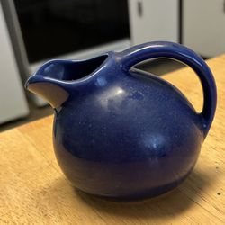 Vintage Small Mini Dark Blue Pottery Cream Pitcher 