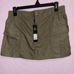 Olive Green Cargo Mini Skirt