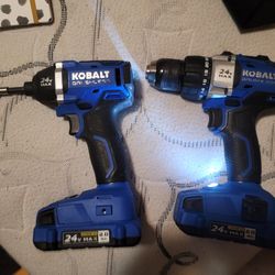 24v Kobalt Impact And Compact Drill With 2 Batteries
