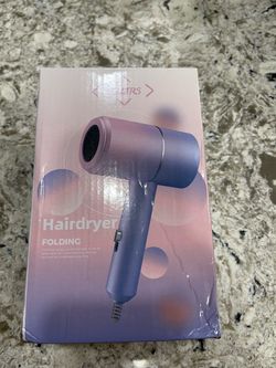 Secador de pelo iónico plegable YOZTRS con difusor, secador de secador de secado rápido de 800 W, 38000 RPM, ligero, azul rosa, para el hogar y viajes