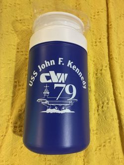 New Sealed USS John F Kennedy CVN 79 68oz Flip Spout Thermos Blue