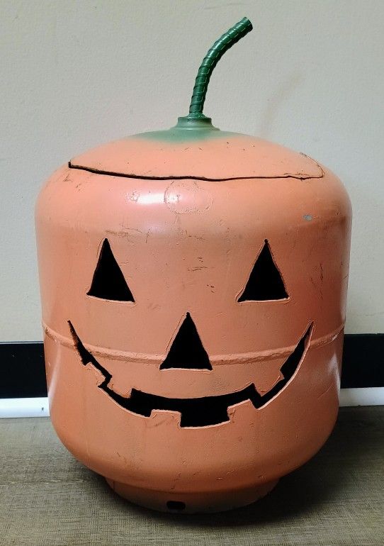 Halloween Pumpkin Made From Propane Tank