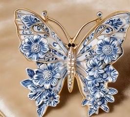 ENAMELED BUTTERFLY PIN BROOCH