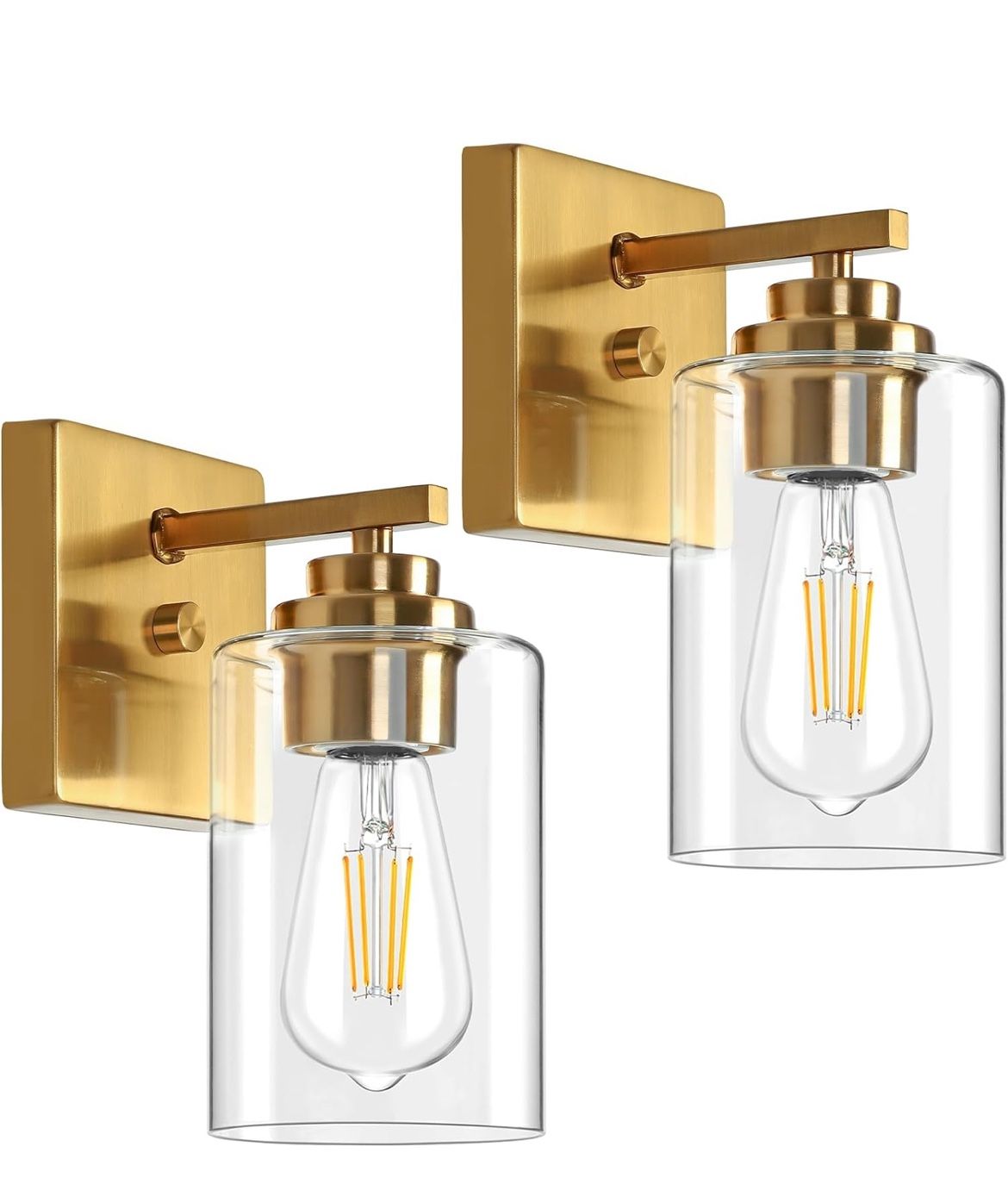 Wall Sconces, Gold Bathroom Light Fixtures, Modern Vanity Lights, Sconces Wall Lighting with Clear Glass