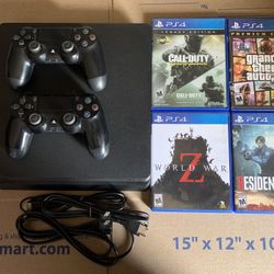 Sony PlayStation 4 Slim 1TB (PS4 Slim) W/ 2 Controllers, 4 Games & Cables $200 OBO