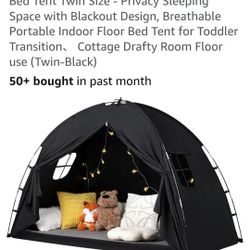 Bed Tent Twin Size - Privacy Sleeping Space with Blackout Design, Breathable Portable Indoor Floor Bed Tent for Toddler Transition, Cottage Drafty 