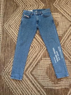 DIESEL D-Strukt Slim Jeans W31 L30 Blue Graphic Denim