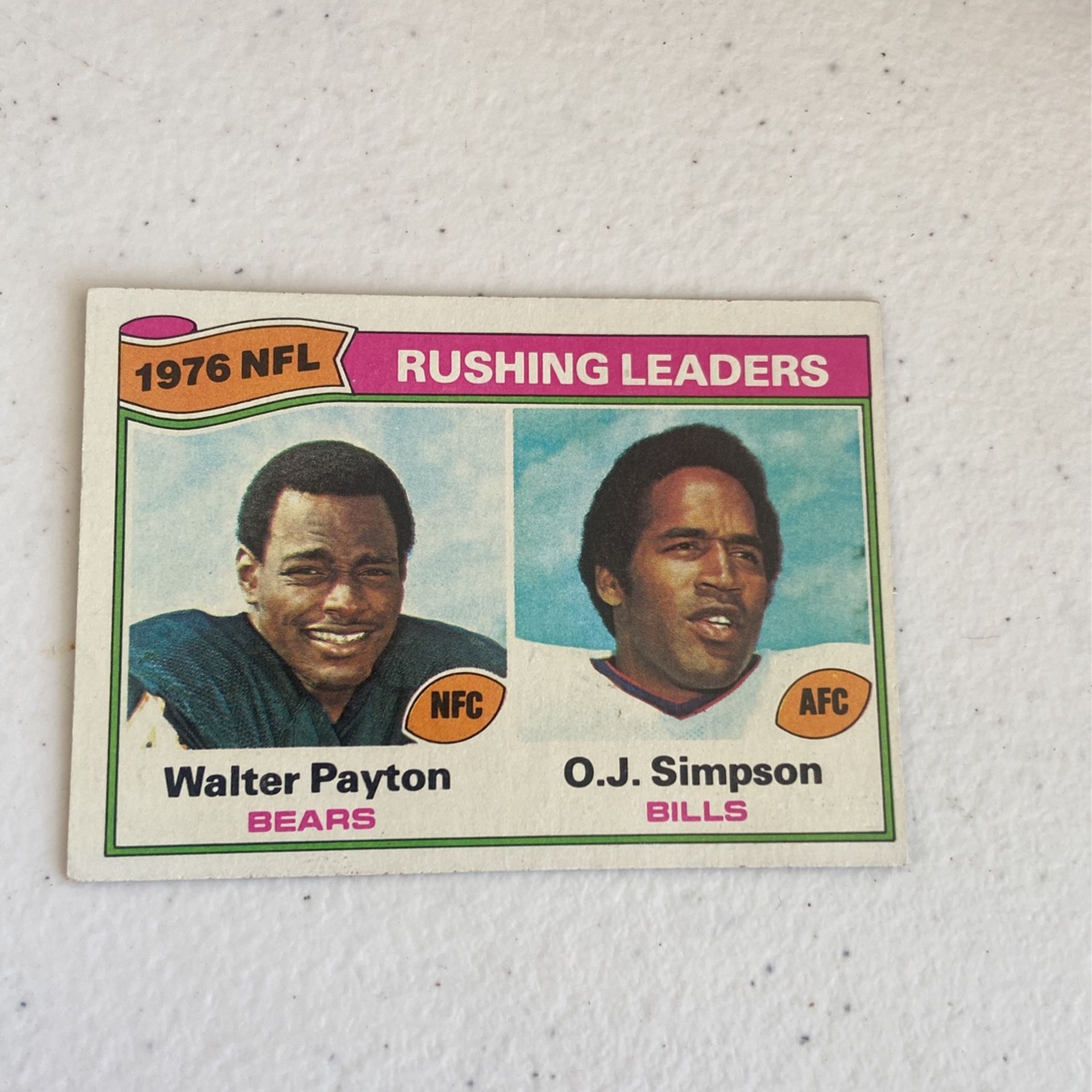 1976 NFL Rushing Leaders Walter Payton And OJ Simpson card