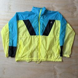 Vintage Performance Cycling Windbreaker Jacket Men’s Large 80s 90s Neon Colorblock