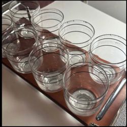 Set of 8 Clear Vintage glass tumblers-MCM Eva Zeisel Low Ball Glasses