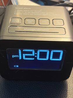 Black Digital Alarm Clock with Blue Display
