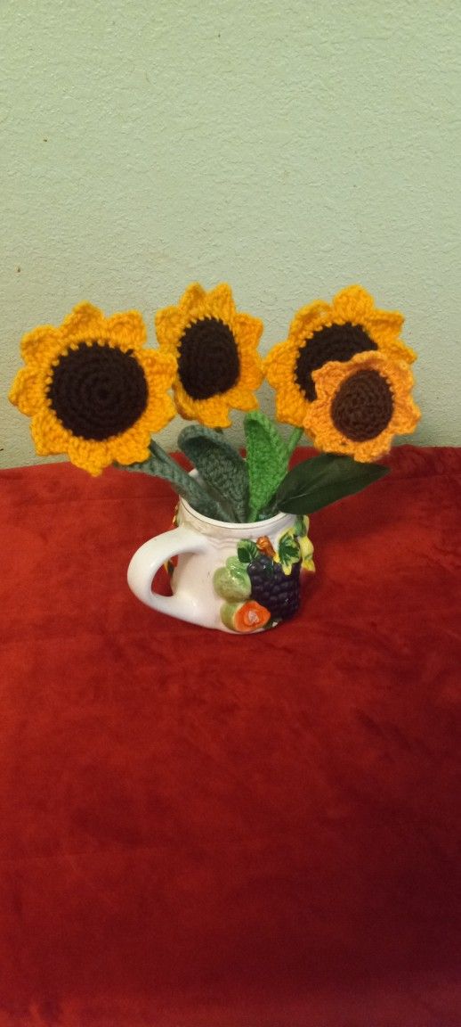 Crochet Sunflower. Girasoles Tejidas A Mano.