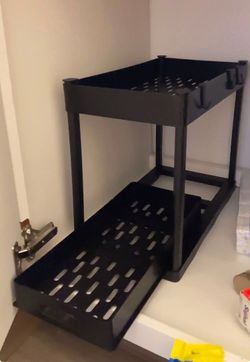 2 black 2 tier storage organizer