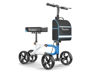 BlessReach Foldable Knee Scooter WB-2111-T BLUE w/ Storage Bag – 300 lb Capacity
