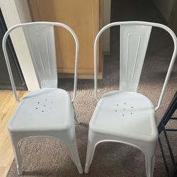 2 White Metal Chairs - NEW!
