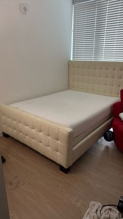 Queen bed frame and mattress