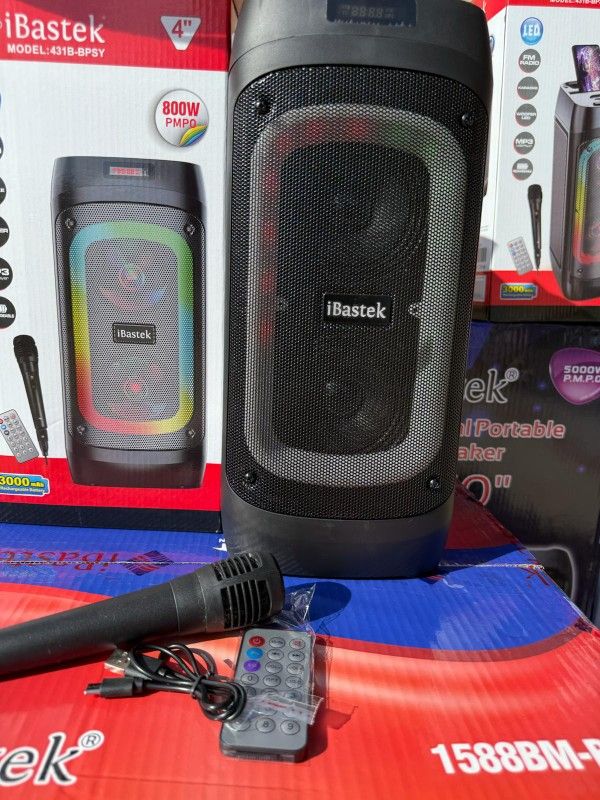 π΅ iBastek Bluetooth Speaker β 800W PMPO, LED Lights, Karaoke, FM Radio