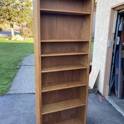 Bookcase, Oak, 6 Adjustable Shelves, Extra Tall, Delivery