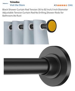Ycinadou Black Tension Shower Curtain Rod 30-92 in, Cortina palo Adjustable
