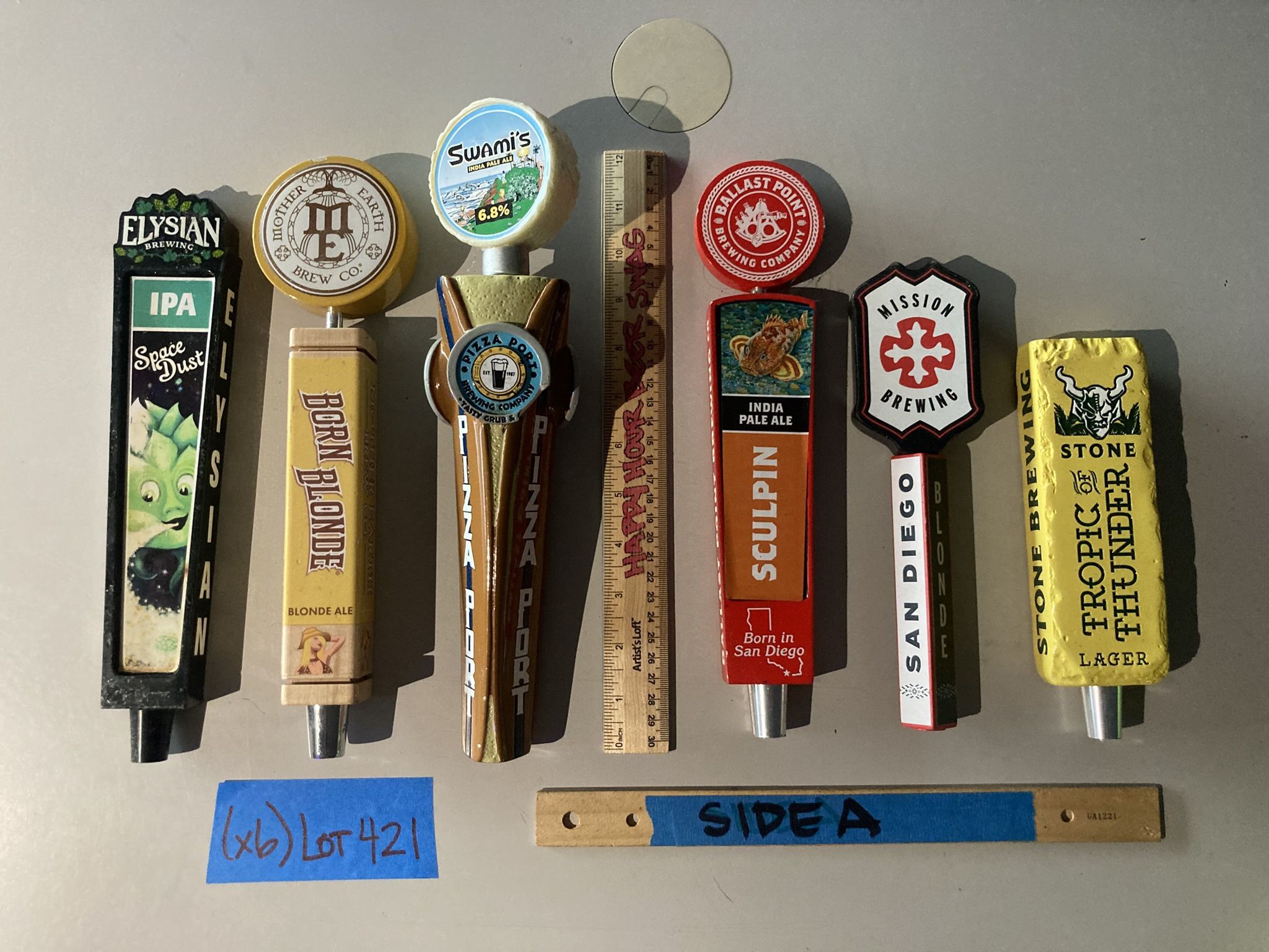 🎁 (6) Beer Tap Handle Lot Elysian Pizza Port Stone Sculpin Mission 