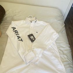 Men’s Ariat White Long Sleeve-SIZE S
