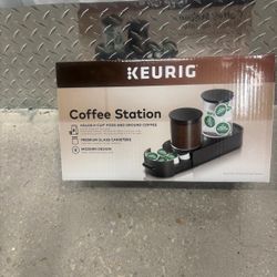 Keurig Coffee Station, a storage unit for K-Cup pods and ground coffee. It features a pull-out drawer that holds up to 12 K-Cup pods.  Brand new 