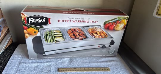 3 pan stainless steel buffet, warming tray