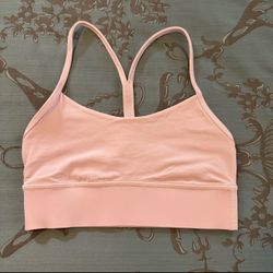 Lululemon Flow Y Nulu Longline Athletic Sport Bra Light Support Pink Size 6