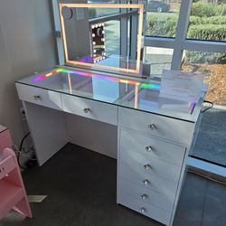 Brand New Vanity 8 Drawers RGB Light Inside Desk, Electric Hollywood Mirror Bluetooth $949