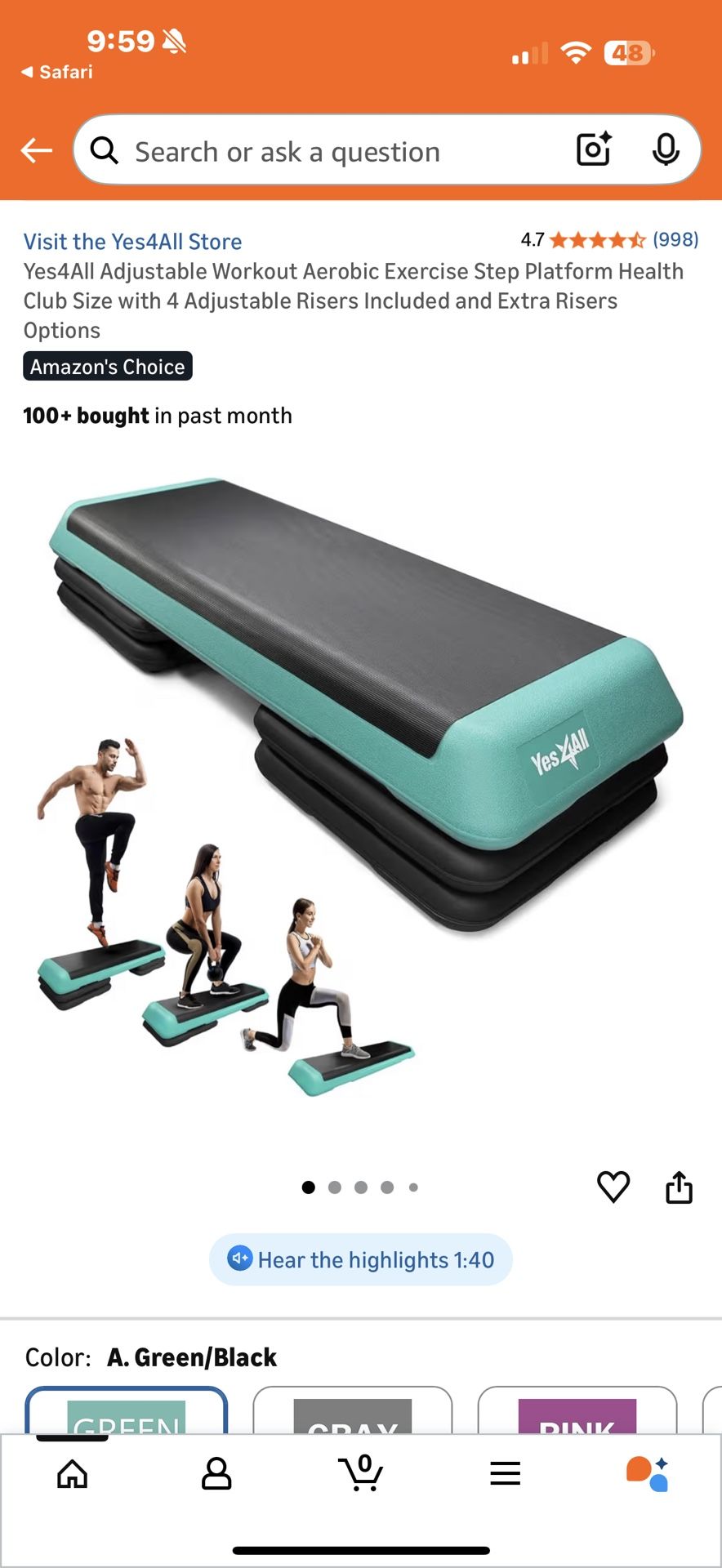 Yes4All Adjustable Aerobic Step Platform