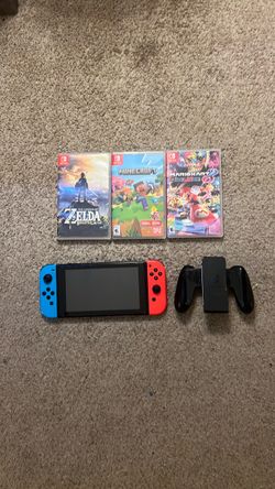Nintendo Switch Bundle w/ 3 Games (Zelda, Mario Kart 8, Minecraft)