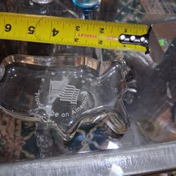 Crystal glass paperweight, proud to be an American