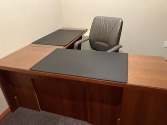 Large Executive U-Shaped Office Desk – Cherry Wood – Commercial Quality