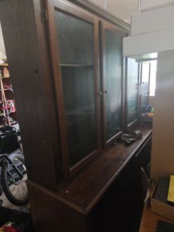 Dark walnut custom hand made China Cabinet with Glass Doors