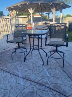 Height Top Patio Set With Swivel Chairs