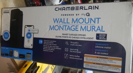 Chamberlain RJ0101 Ultra-Quiet Wall Mounted Battery Backup Garage Opener NEW .