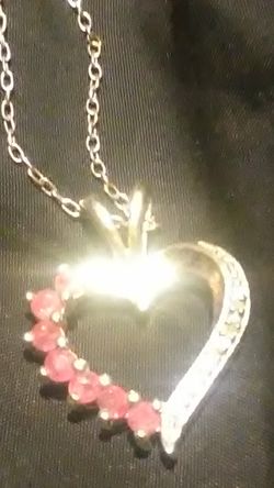 Ruby& diamond heart charm Vermeil (gold over silver 925) on a chain