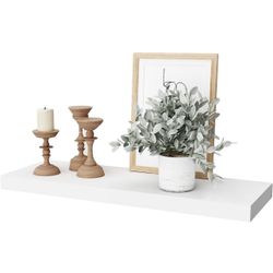 WELLAND 12" Deep White Floating Shelves, Floating Shelf Wall Shelf Display Floating Shelf, 35.43" L x 11.81" D x 2" T, Deeper Than Others, White #1306