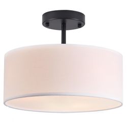 3-Lights Semi flush Drum Ceiling Light Fixture 12.6 Inches