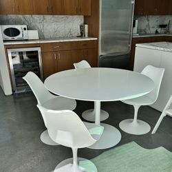 Mid-Century Modern White Swivel Chairs