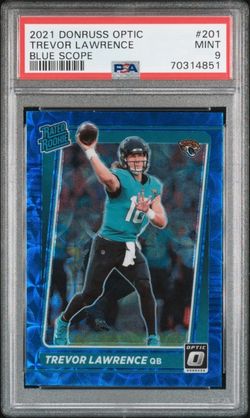 Panini Donruss Optic 2021 Trevor Lawrence Rated Rookie Blue Scope #201 PSA 9