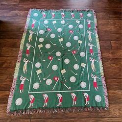 Vintage Golf Theme Cotton Throw Blanket 2 Sided
