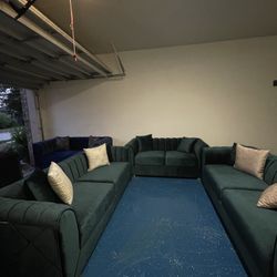 Green 3 Piece Sofa Set-luxurious